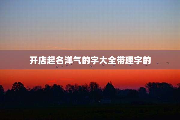 开店起名洋气的字大全带理字的