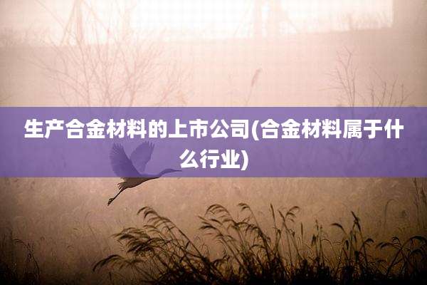 生产合金材料的上市公司(合金材料属于什么行业)