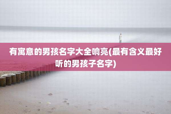有寓意的男孩名字大全响亮(最有含义最好听的男孩子名字)