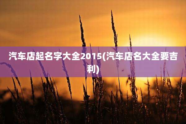 汽车店起名字大全2015(汽车店名大全要吉利)