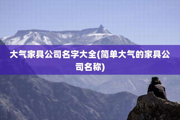 大气家具公司名字大全(简单大气的家具公司名称)