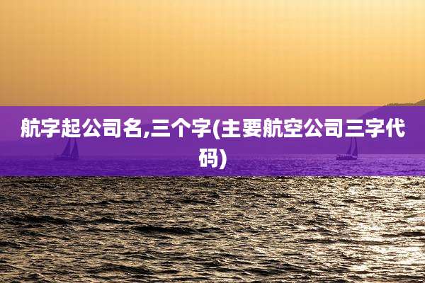 航字起公司名,三个字(主要航空公司三字代码)