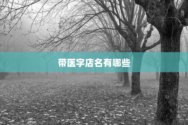 带医字店名有哪些