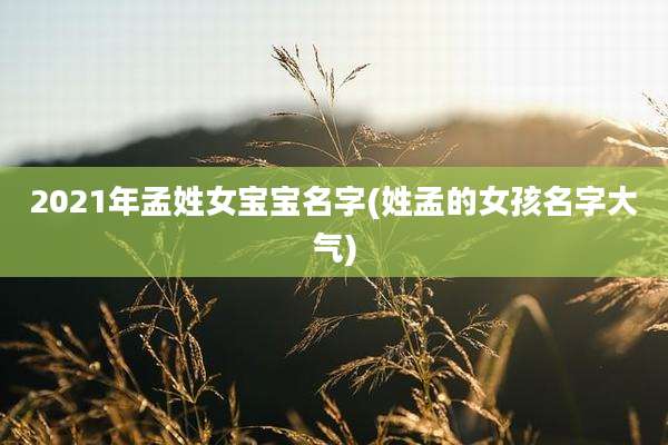 2021年孟姓女宝宝名字(姓孟的女孩名字大气)