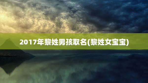 2017年黎姓男孩取名(黎姓女宝宝)