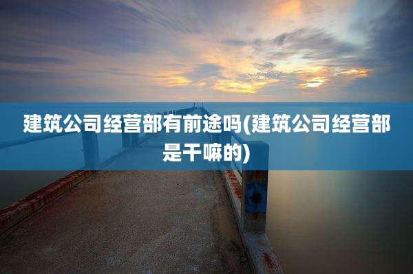 建筑公司经营部有前途吗(建筑公司经营部是干嘛的)
