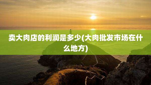 卖大肉店的利润是多少(大肉批发市场在什么地方)