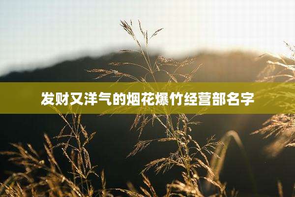发财又洋气的烟花爆竹经营部名字