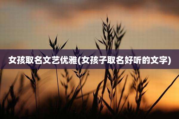 女孩取名文艺优雅(女孩子取名好听的文字)