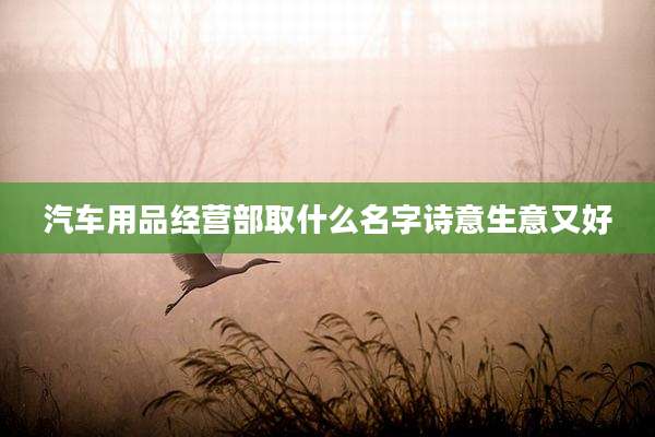 汽车用品经营部取什么名字诗意生意又好