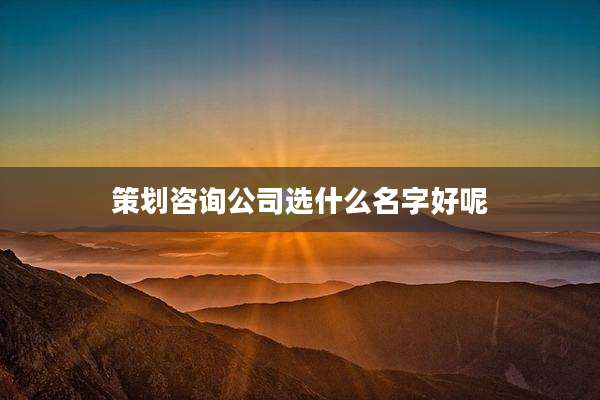 策划咨询公司选什么名字好呢