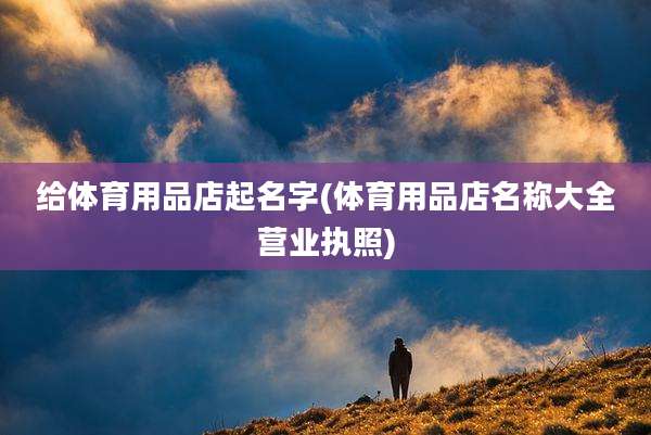 给体育用品店起名字(体育用品店名称大全营业执照)