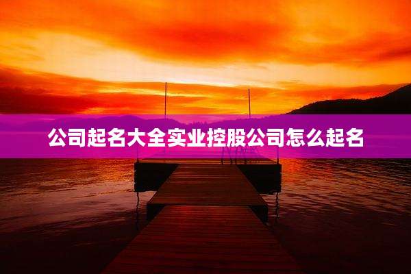 公司起名大全实业控股公司怎么起名