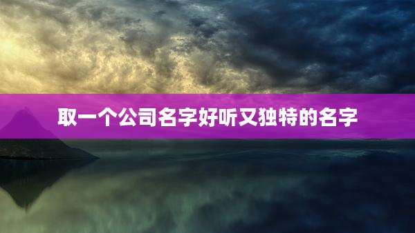 取一个公司名字好听又独特的名字