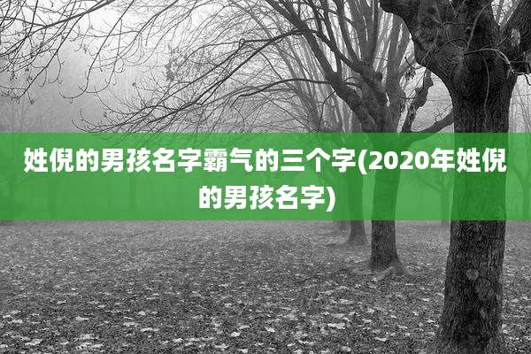姓倪的男孩名字霸气的三个字(2020年姓倪的男孩名字)