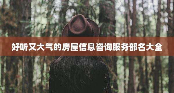 好听又大气的房屋信息咨询服务部名大全