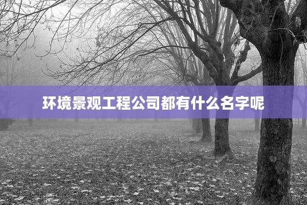 环境景观工程公司都有什么名字呢