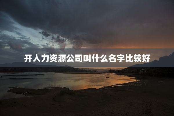 开人力资源公司叫什么名字比较好
