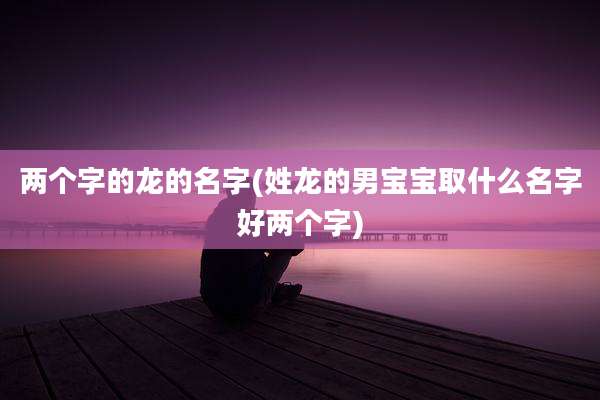 两个字的龙的名字(姓龙的男宝宝取什么名字好两个字)