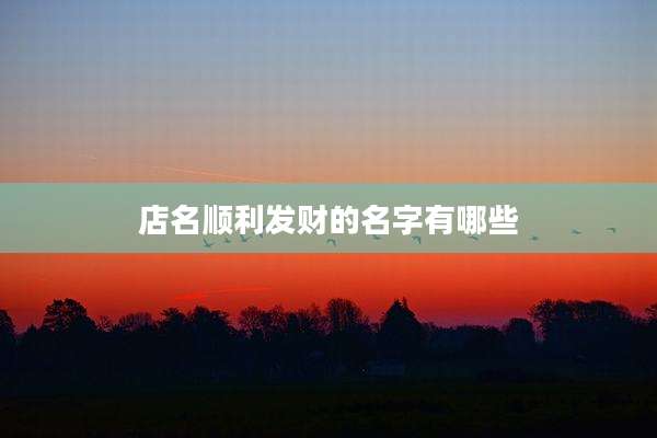 店名顺利发财的名字有哪些
