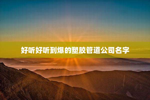 好听好听到爆的塑胶管道公司名字