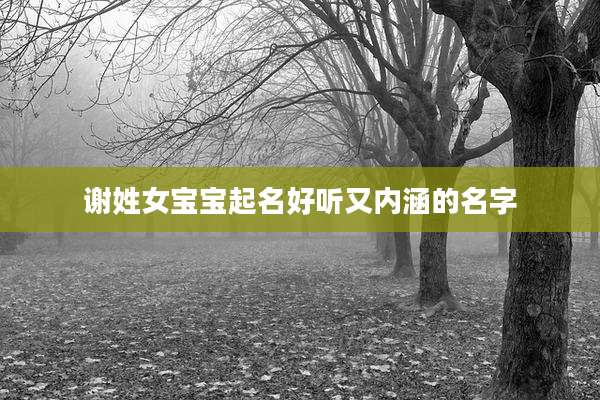 谢姓女宝宝起名好听又内涵的名字