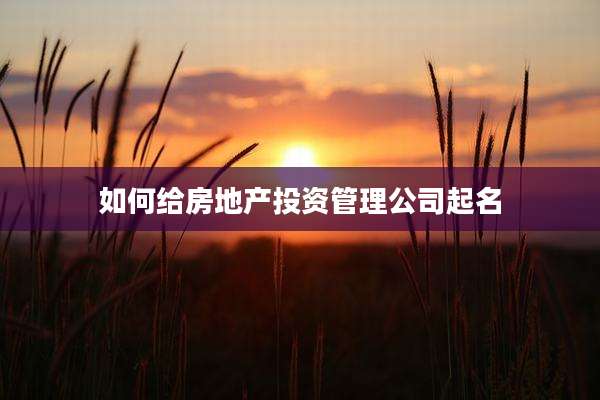 如何给房地产投资管理公司起名