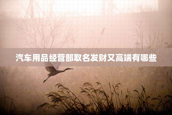 汽车用品经营部取名发财又高端有哪些