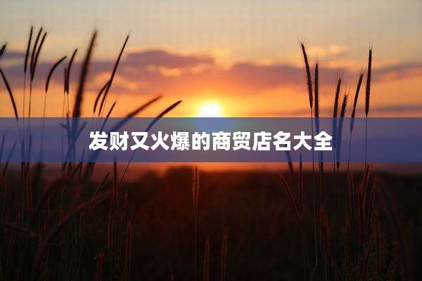 发财又火爆的商贸店名大全