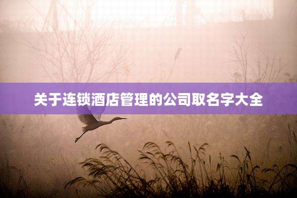 关于连锁酒店管理的公司取名字大全
