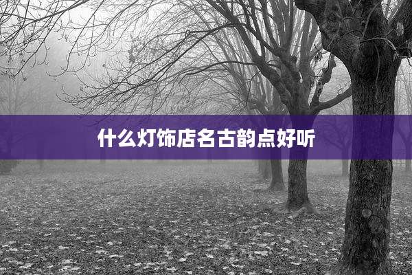 什么灯饰店名古韵点好听