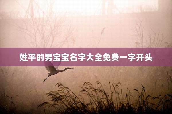 姓平的男宝宝名字大全免费一字开头