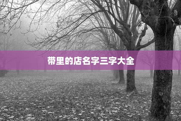 带里的店名字三字大全