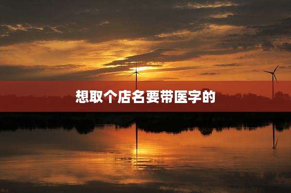 想取个店名要带医字的