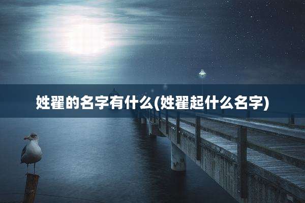 姓翟的名字有什么(姓翟起什么名字)