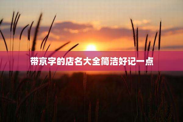 带京字的店名大全简洁好记一点