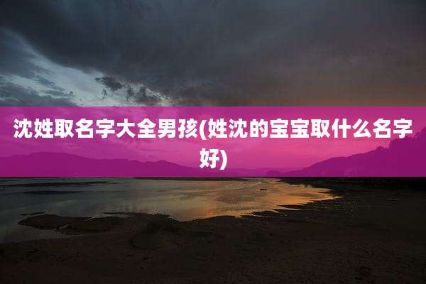 沈姓取名字大全男孩(姓沈的宝宝取什么名字好)