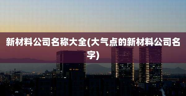 新材料公司名称大全(大气点的新材料公司名字)