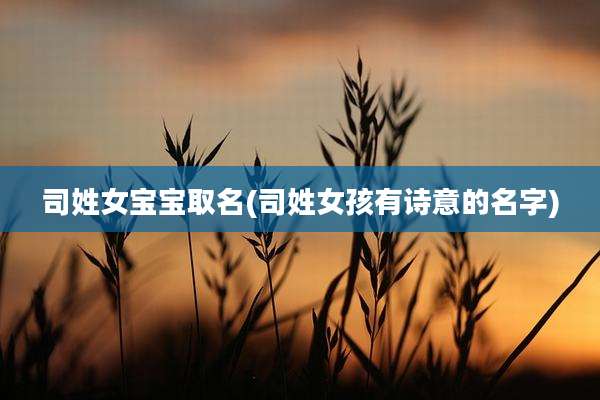 司姓女宝宝取名(司姓女孩有诗意的名字)