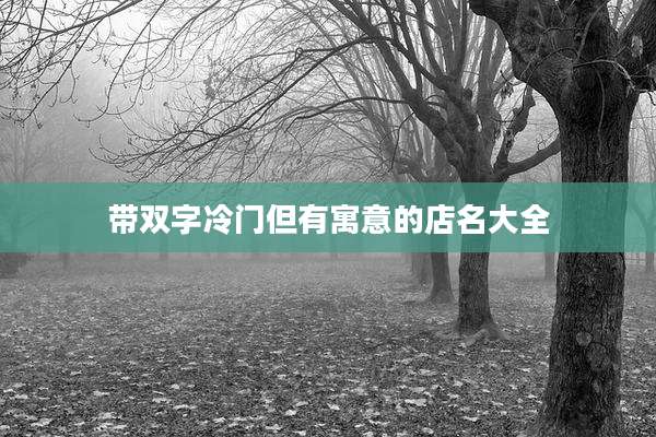 带双字冷门但有寓意的店名大全