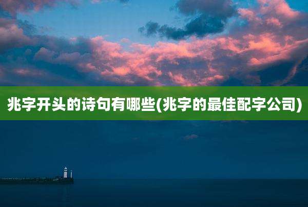 兆字开头的诗句有哪些(兆字的最佳配字公司)