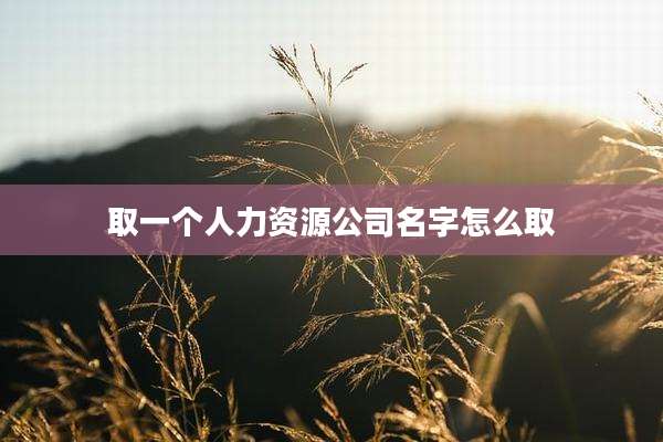取一个人力资源公司名字怎么取