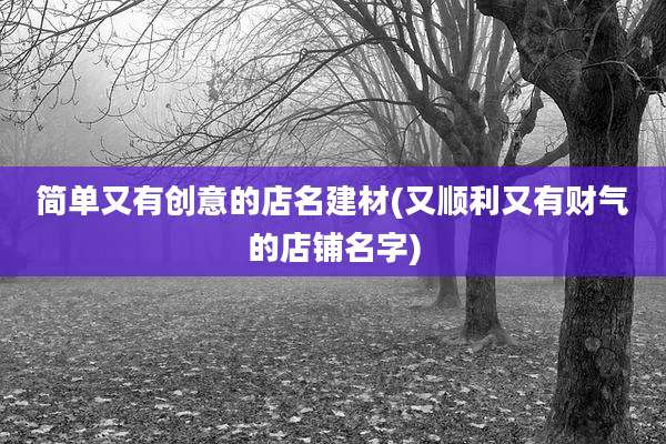 简单又有创意的店名建材(又顺利又有财气的店铺名字)