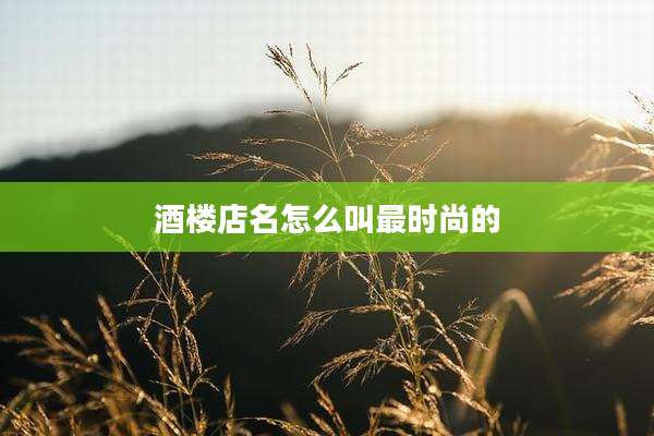 酒楼店名怎么叫最时尚的