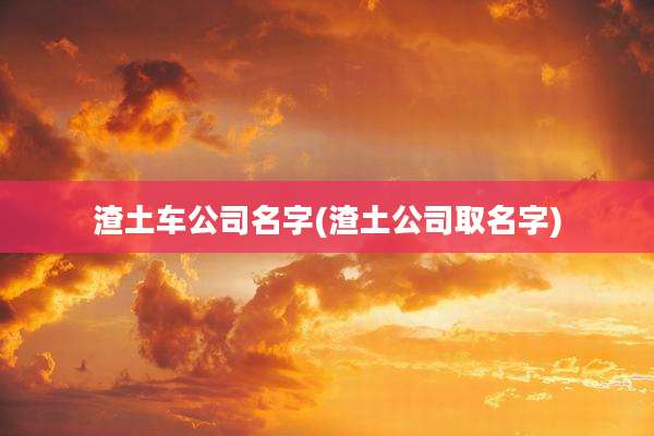 渣土车公司名字(渣土公司取名字)