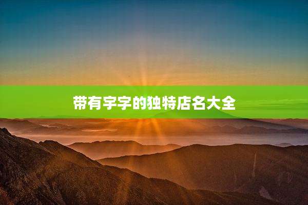 带有宇字的独特店名大全