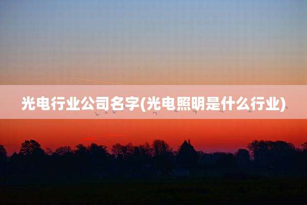 光电行业公司名字(光电照明是什么行业)