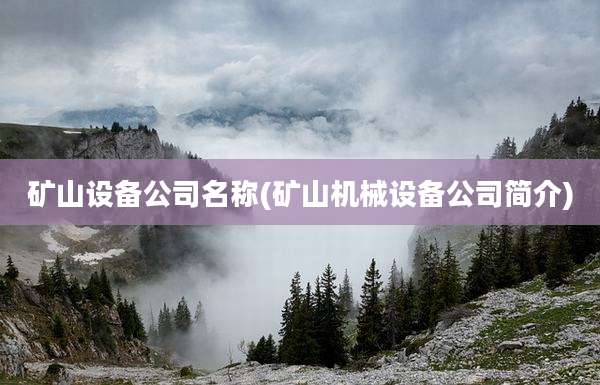 矿山设备公司名称(矿山机械设备公司简介)