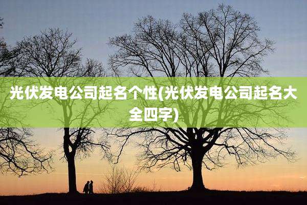 光伏发电公司起名个性(光伏发电公司起名大全四字)