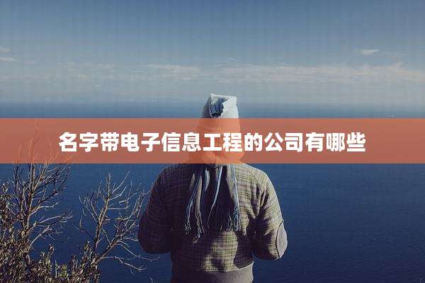 名字带电子信息工程的公司有哪些